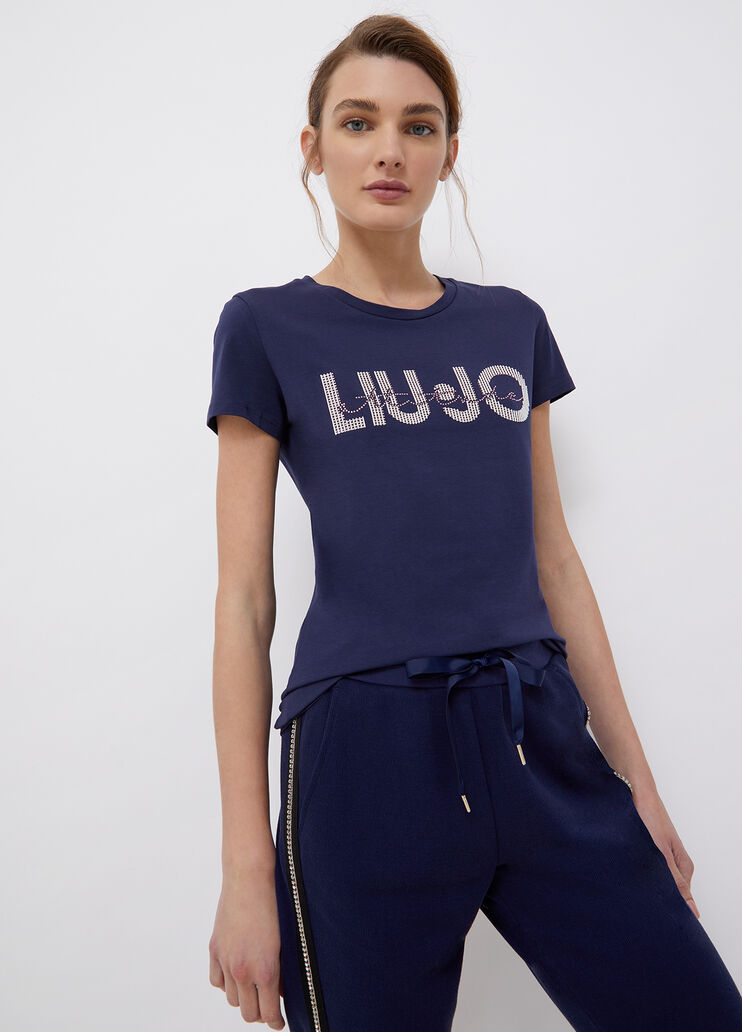 Eco-friendly T-shirt with logo dark blue Liu Jo - large image number 0 Eco-friendly T-shirt with logo dark blue Liu Jo - large image number 0