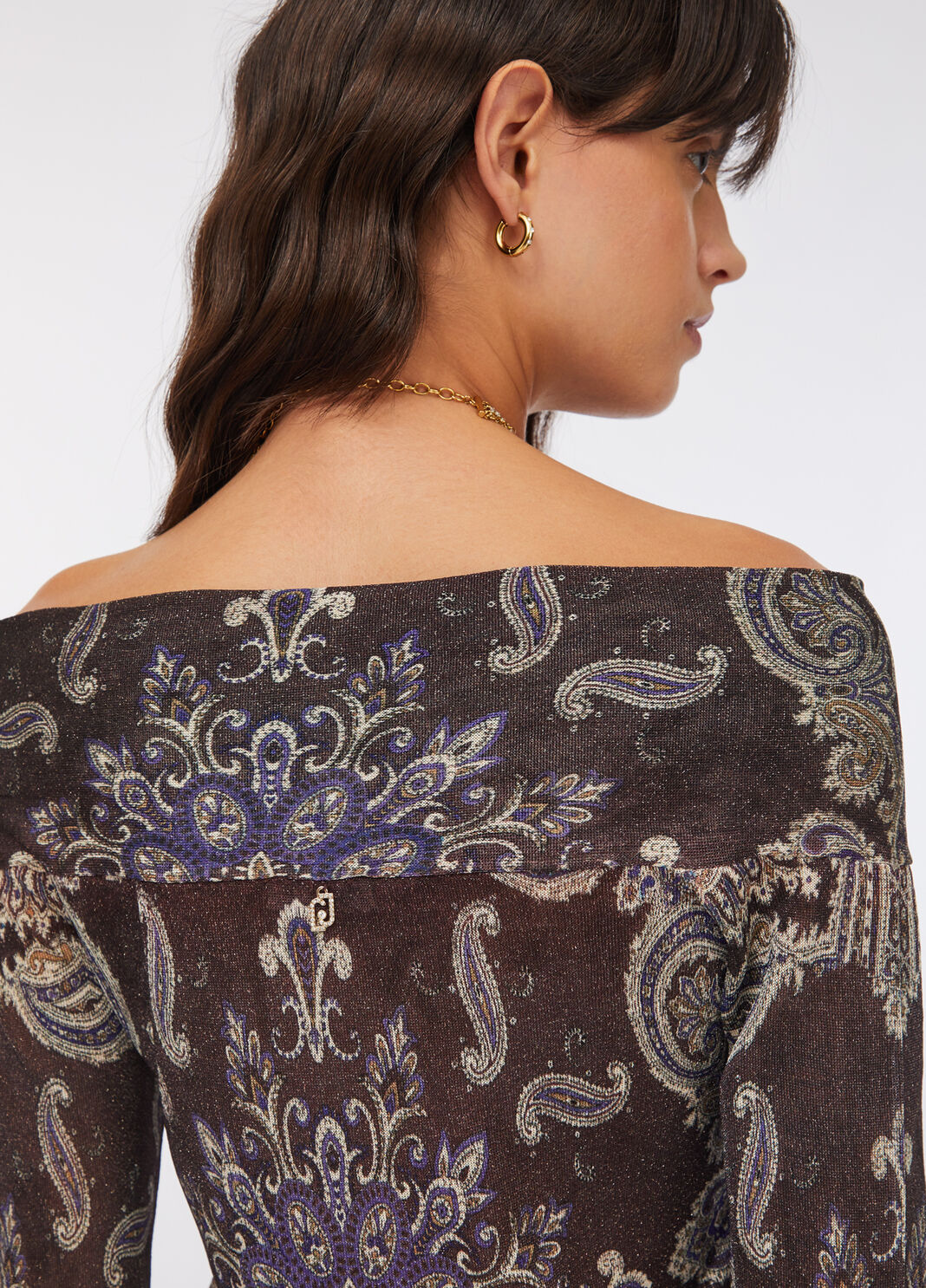 V-neck jumper brown with print Liu Jo - large image number 4