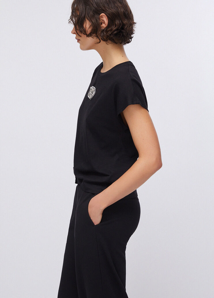T-Shirt mit Schmuckdetails schwarz Liu Jo - medium