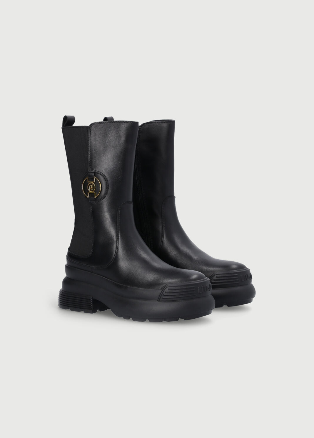 Combat boot in leather with logo black Liu Jo - large image number 2