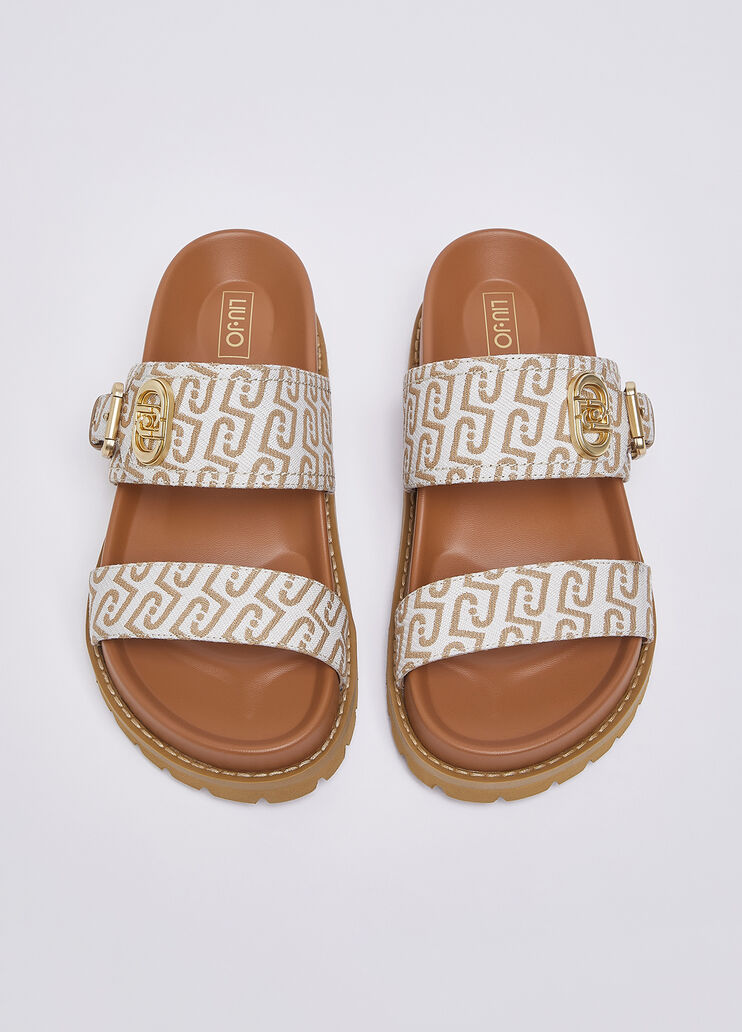 Sandals with all-over monogram brown Liu Jo - medium
