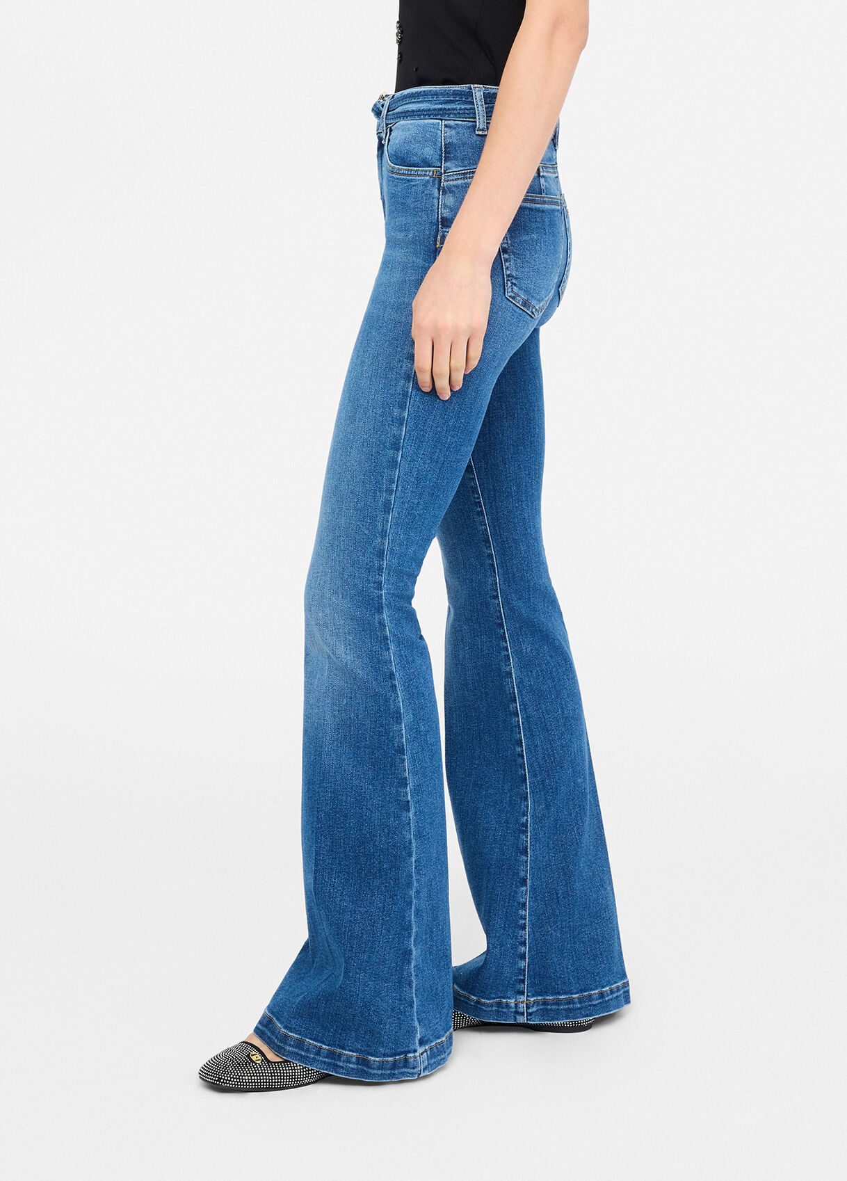 Bootcut jeans with belt colour Blue denim | Liu Jo