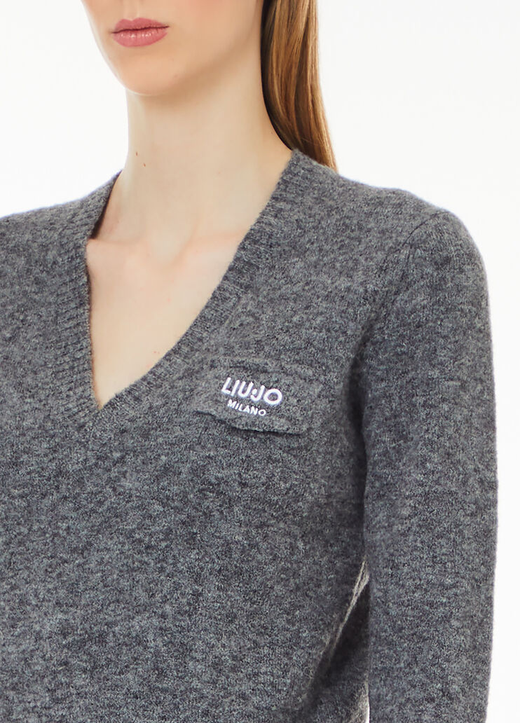 Maglia con logo grigio Liu Jo - large image number 2