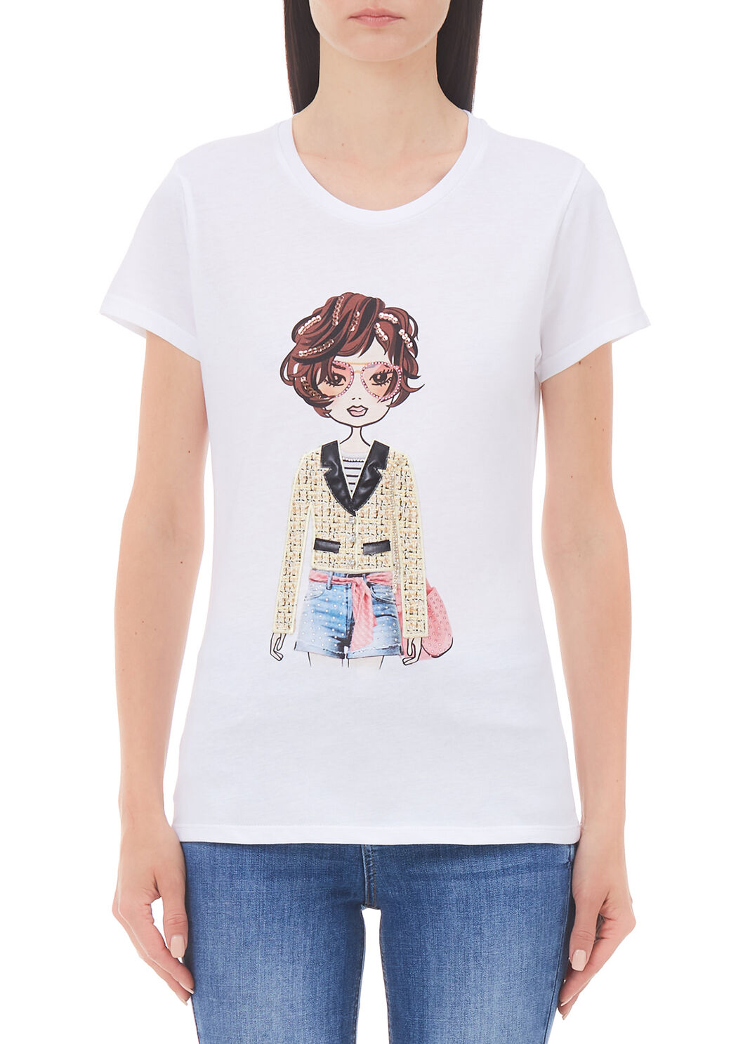 T-shirt with print and appliqu&eacute;s white/jacket Liu Jo - large image number 0