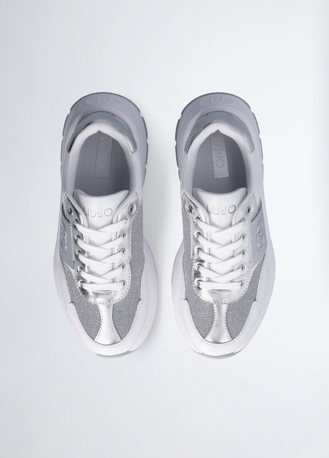 Leather and lurex sneakers silver Liu Jo - large image number 5