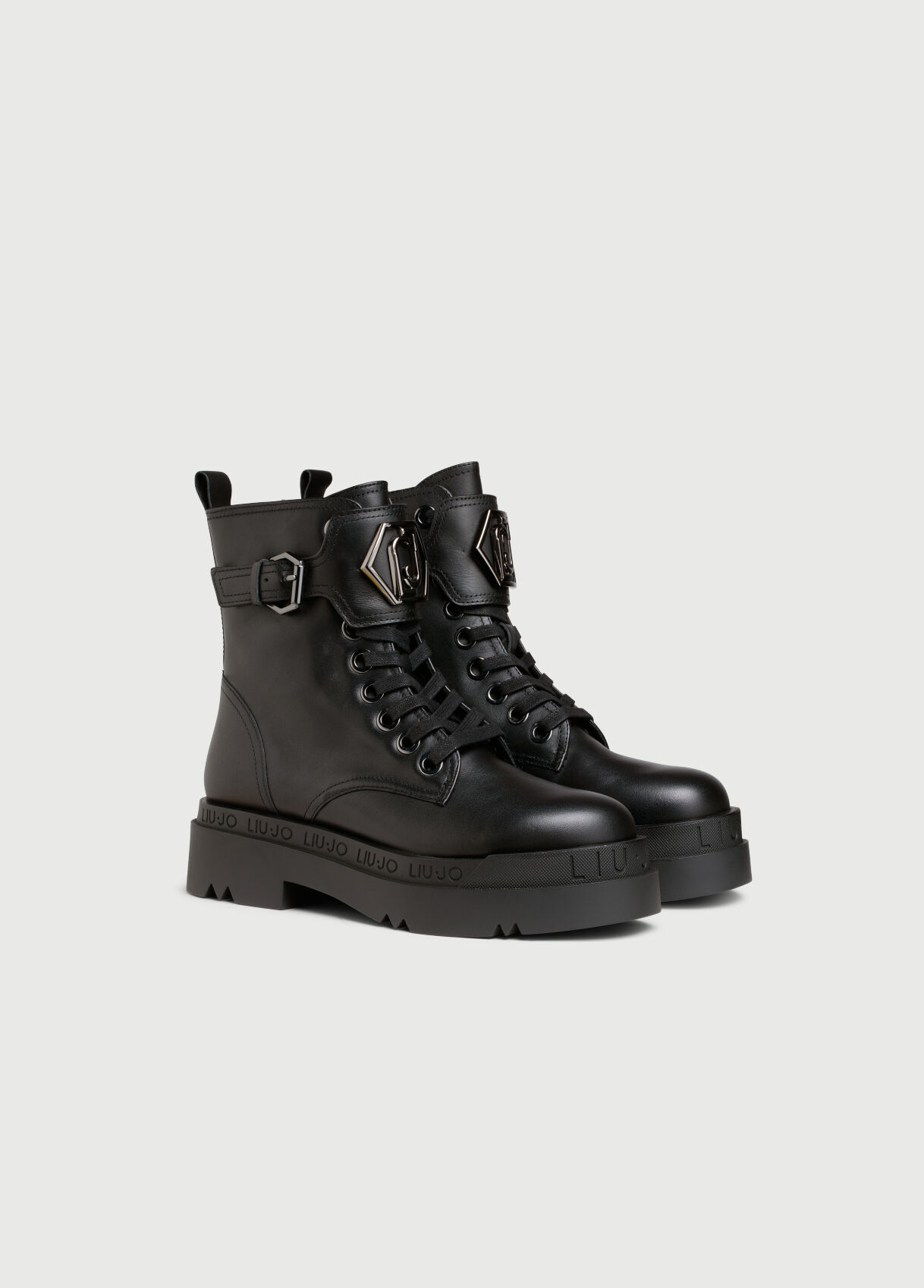 Genuine leather platform combat boots