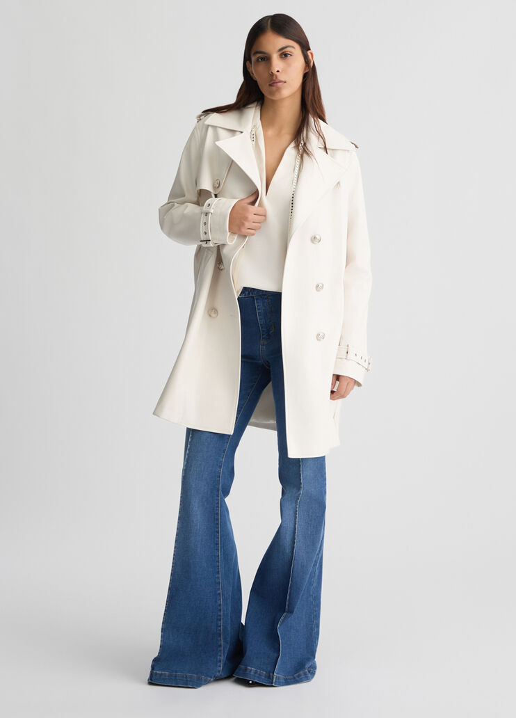 Coated fabric trench coat white wool Liu Jo - medium Coated fabric trench coat white wool Liu Jo - medium