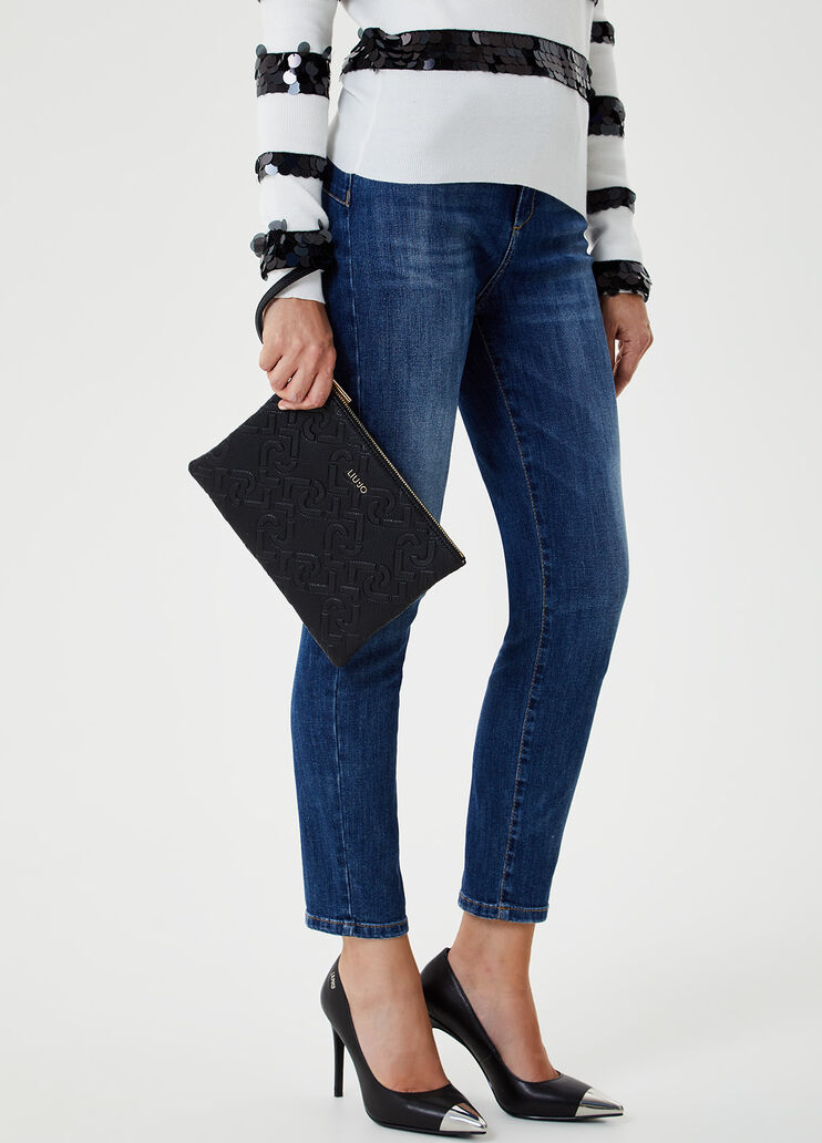 Clutch bag with logo Black Liu Jo - large image number 1