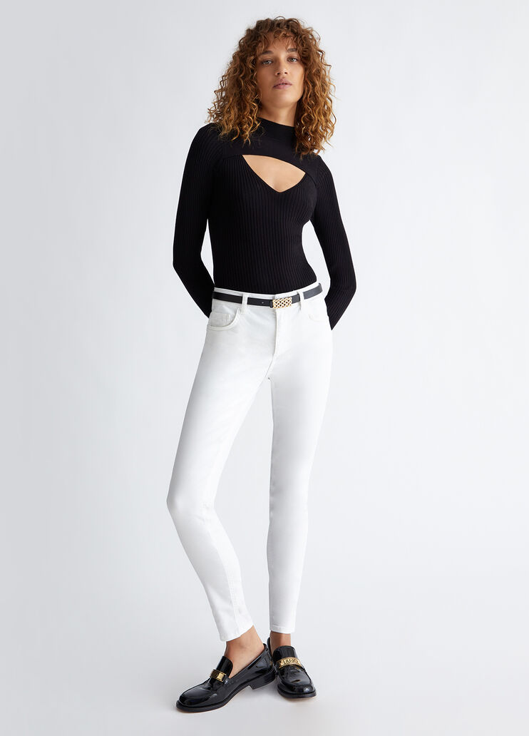 Pantalon skinny bottom up blanc laine Liu Jo - look Pantalon skinny bottom up blanc laine Liu Jo - look