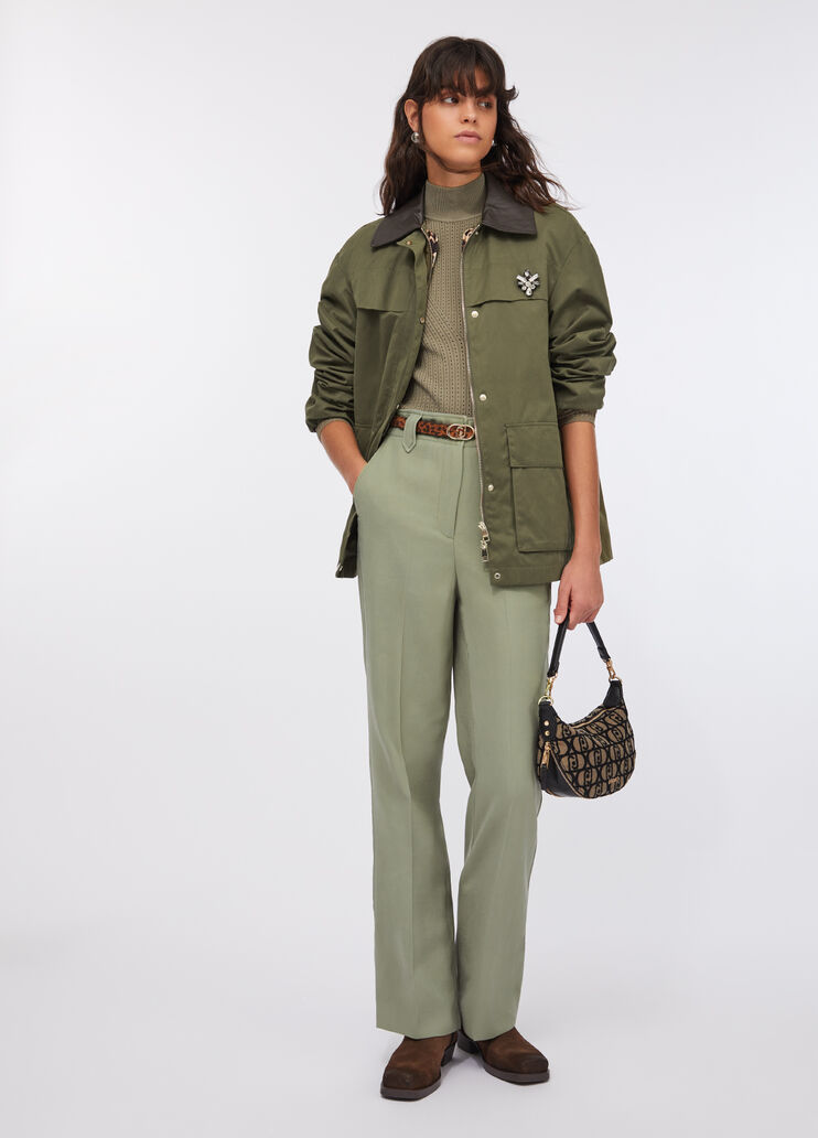 Jacket with bejewelled embroidery military green Liu Jo - large image number 5