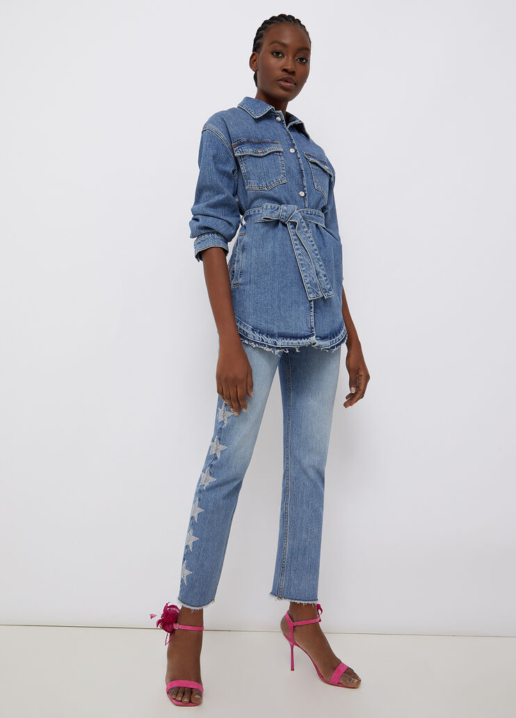 Eco-friendly jeans with jewel stars blue denim Liu Jo - large image number 3 Eco-friendly jeans with jewel stars blue denim Liu Jo - large image number 3
