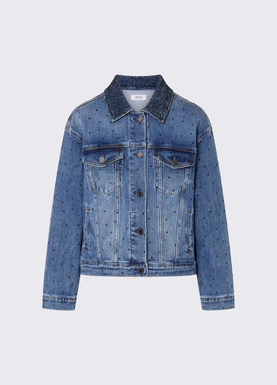 Denim jacket with micro rhinestones light denim Liu Jo - large image number 6