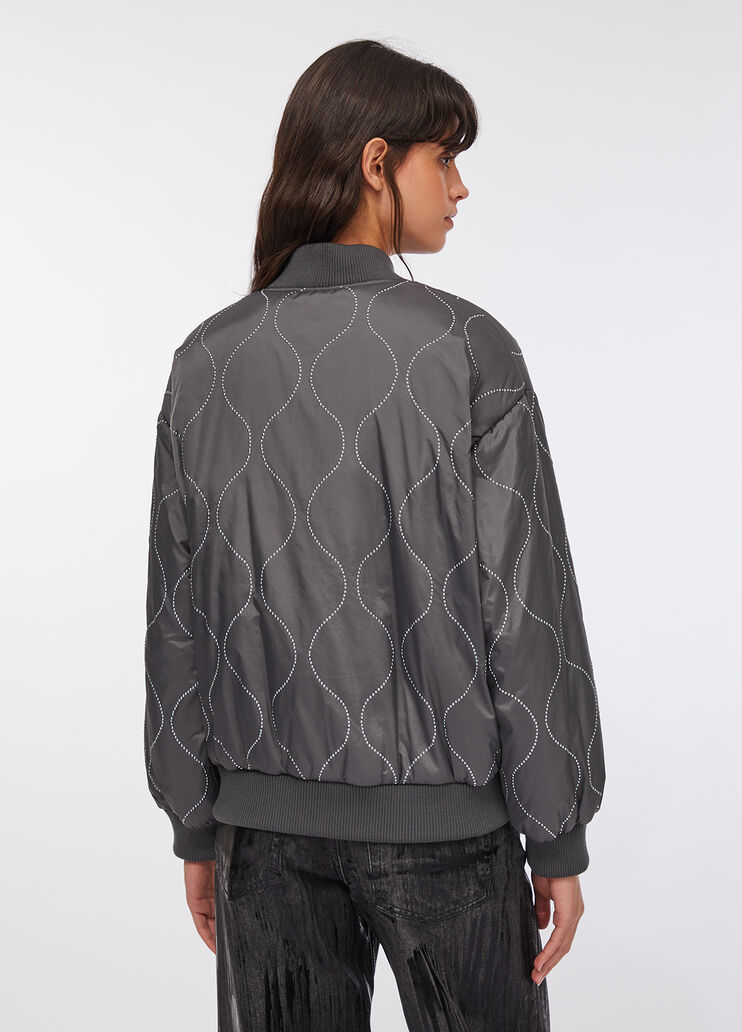 Nylon bomber jacket with studs slate Liu Jo - large image number 1