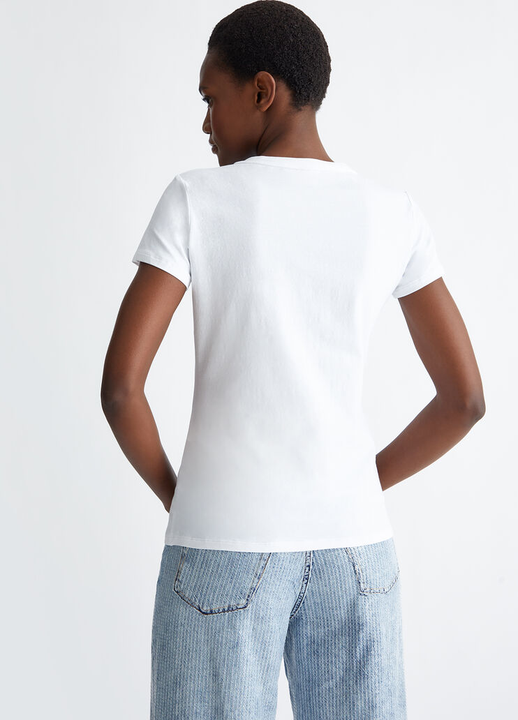 T-Shirt mit Lipstick-Print und Strass Farbe Lippenstift | Liu Jo