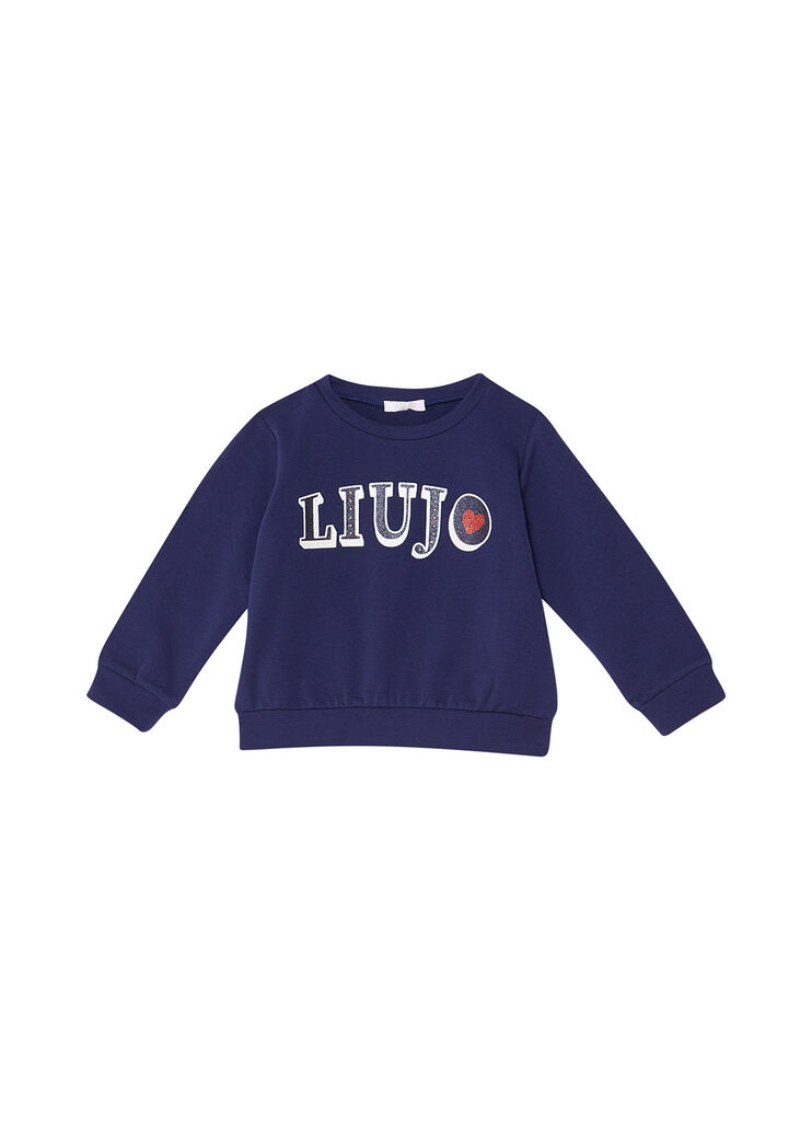 Sweatshirt with logo dark blue/hearts Liu Jo - large image number 0 Sweatshirt with logo dark blue/hearts Liu Jo - large image number 0