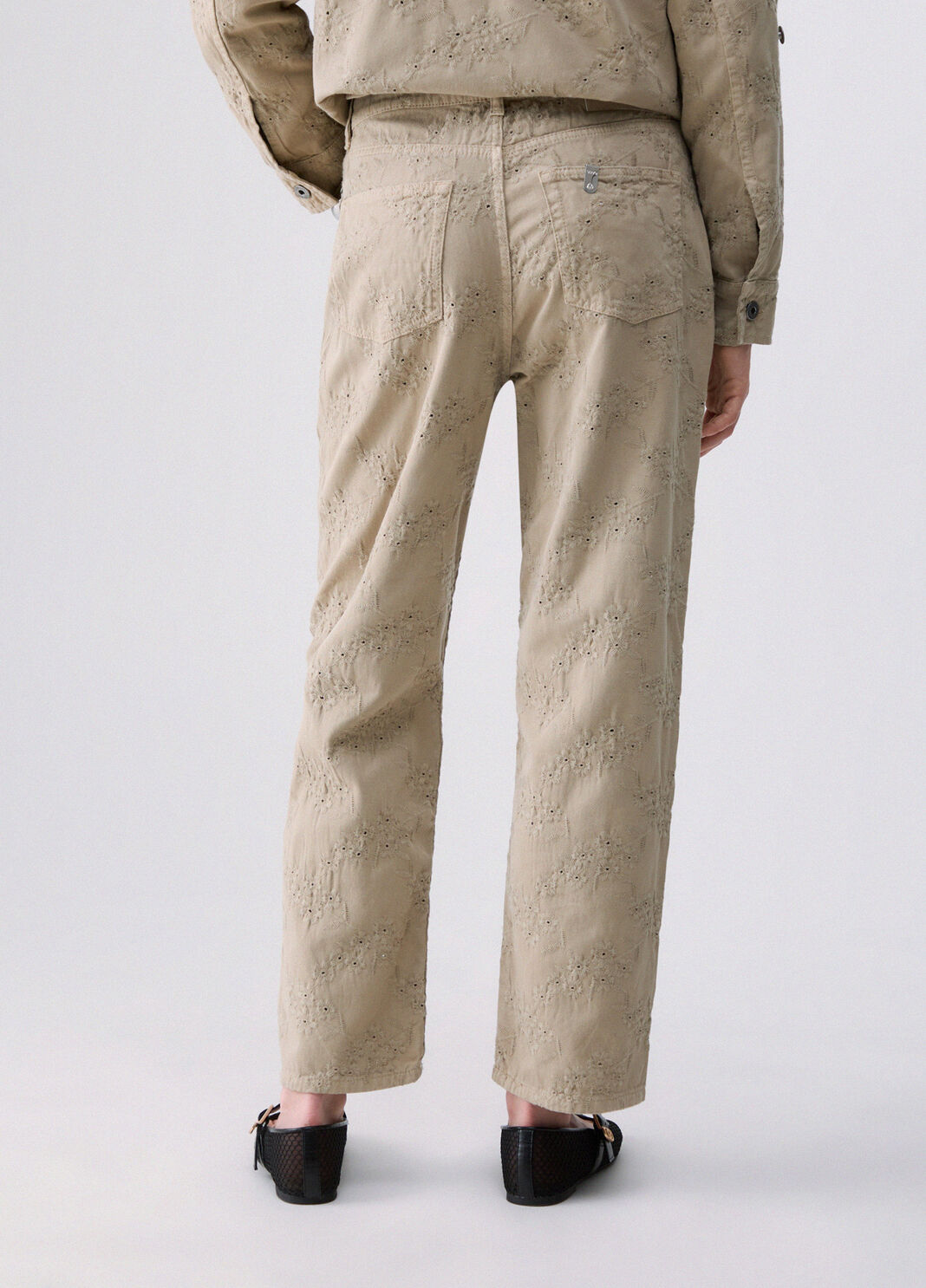 Pantalon en dentelle Saint-Gall beige Liu Jo - large image number 1