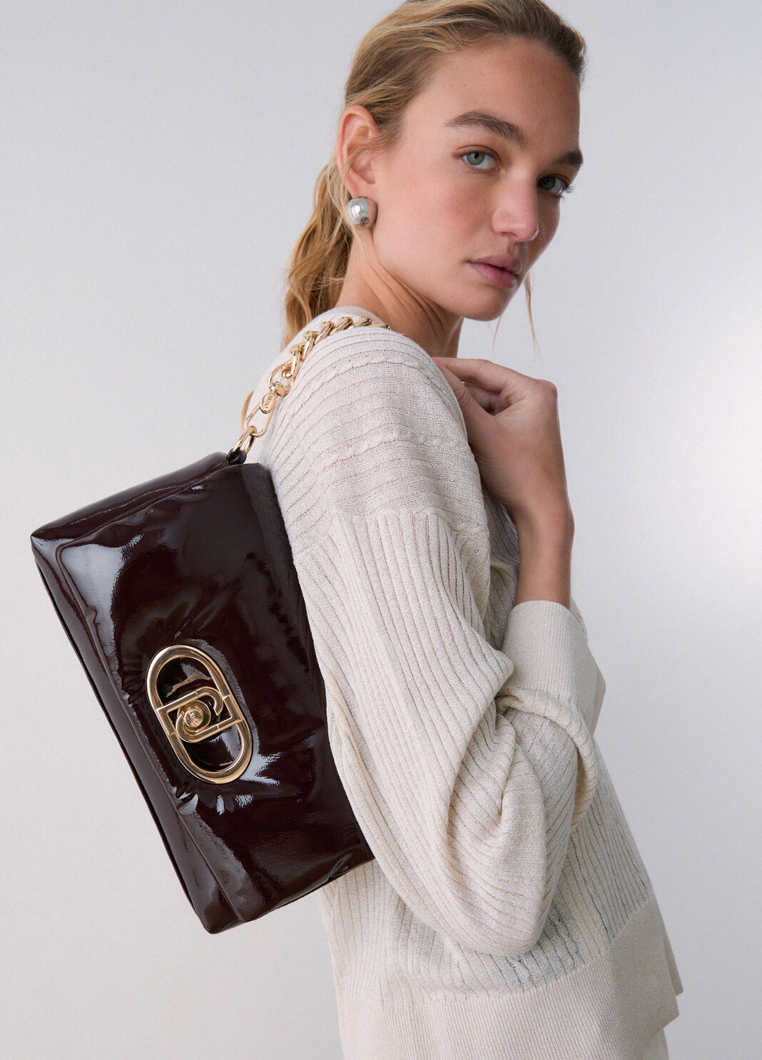 Medium glossy LaPuffy bag dark brown Liu Jo - large image number 0