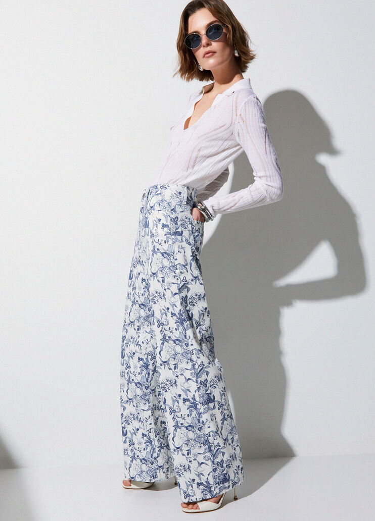 Flared printed trousers blue with print Liu Jo - medium
