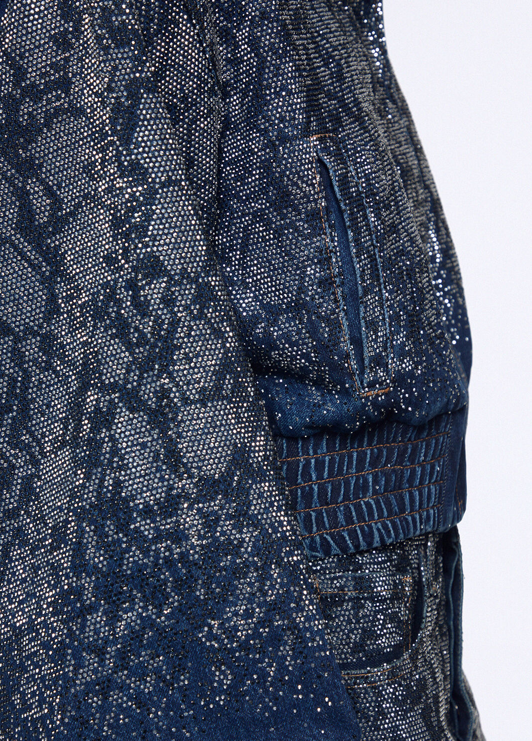 Bomber cropped in denim con strass denim blu Liu Jo - large image number 2