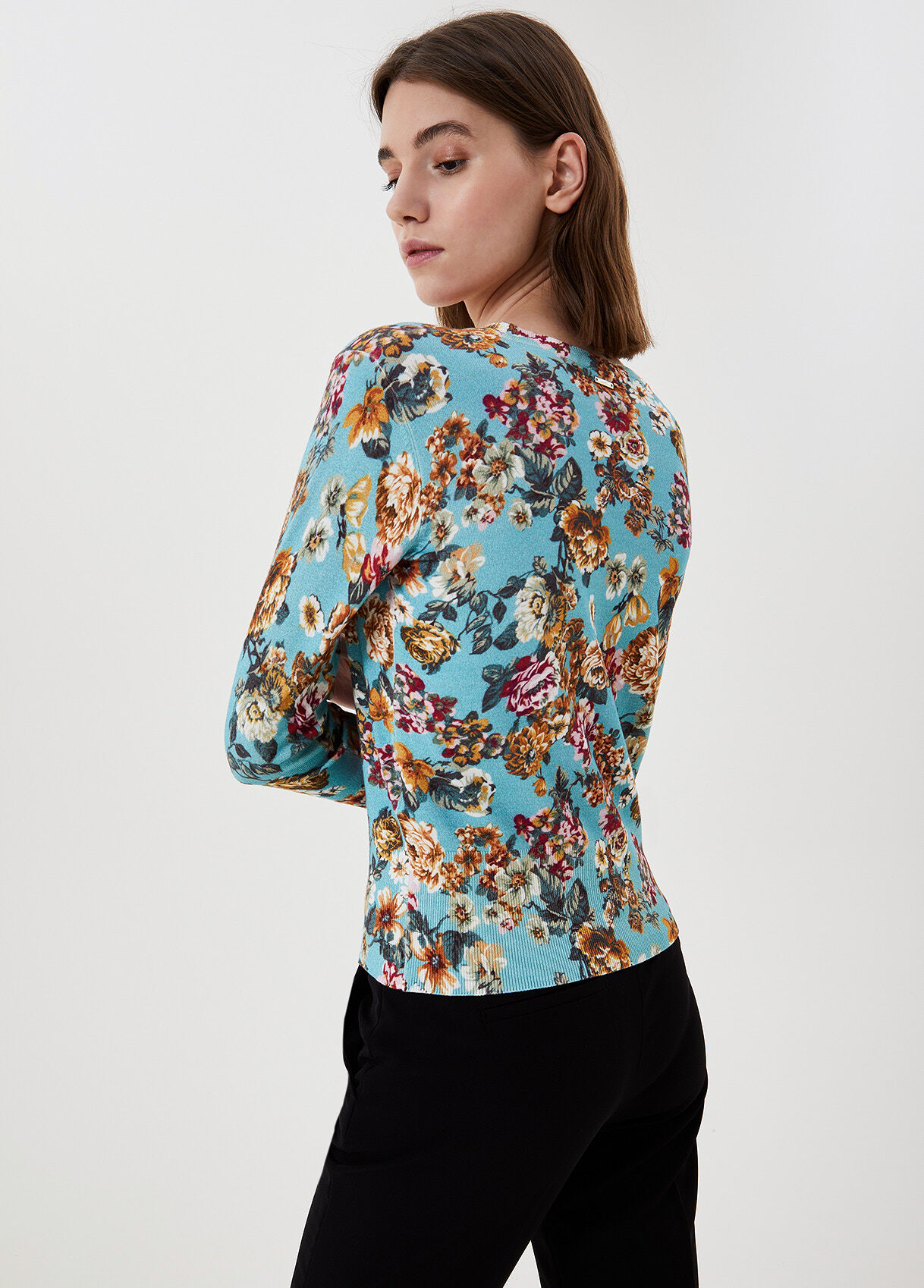 Blue floral cardigan clearance