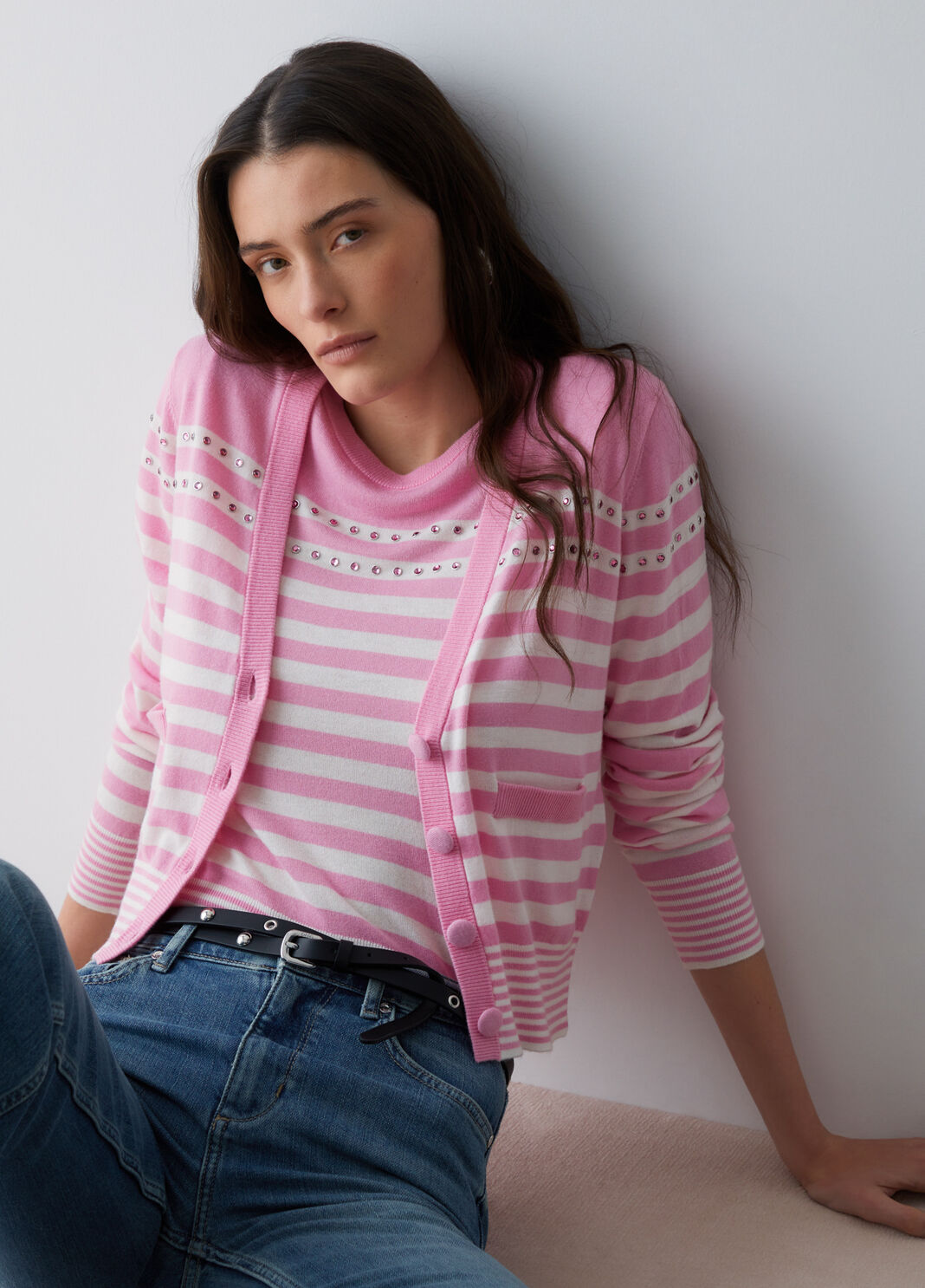 Striped cardigan pink Liu Jo - large image number 2