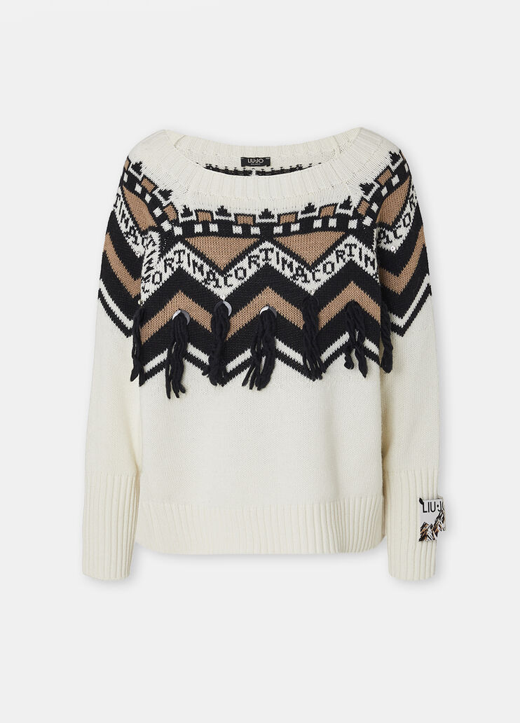 Maglia jacquard con applicazioni bianco Liu Jo - large image number 6