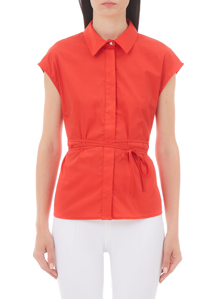 Poplin shirt with lace coral Liu Jo - large image number 0 Poplin shirt with lace coral Liu Jo - large image number 0