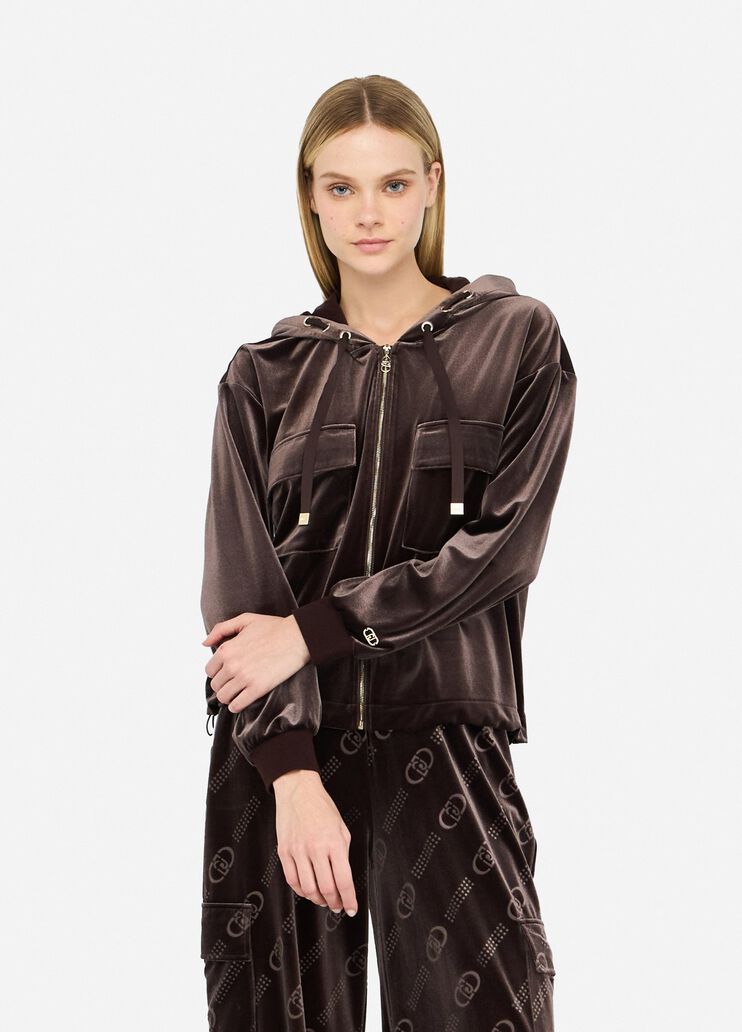 Chenille hoodie chocolate Liu Jo - medium Chenille hoodie chocolate Liu Jo - medium