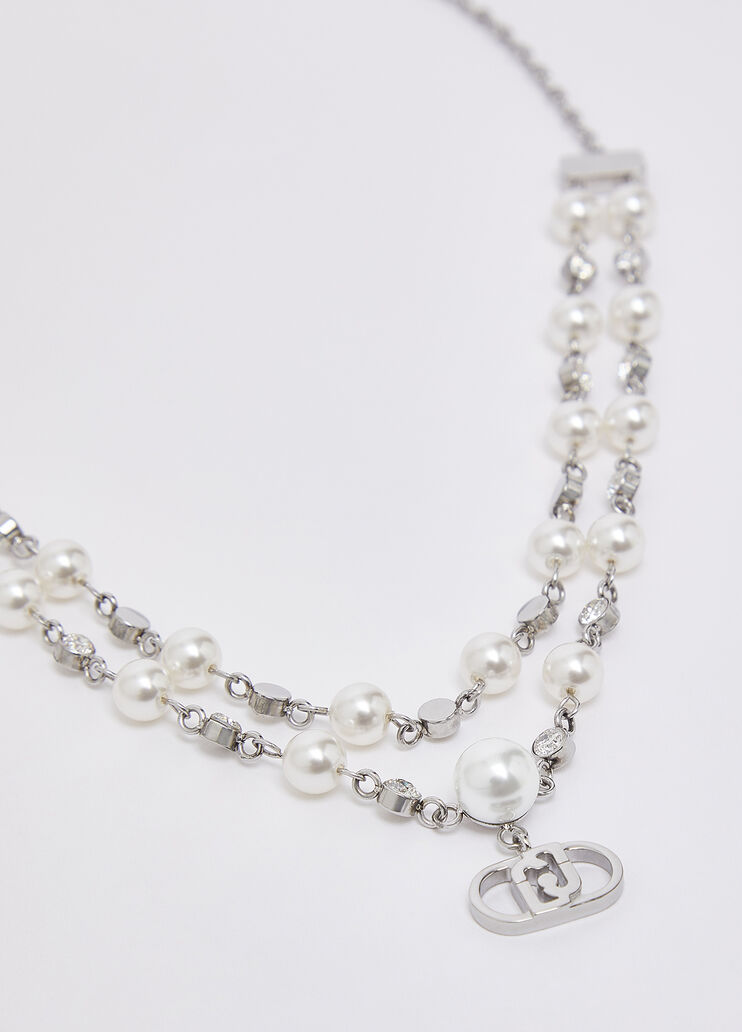 Collana con perle e charm color argento Liu Jo - medium