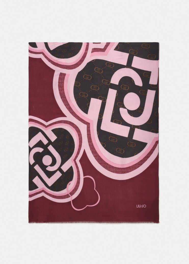 Shawl with logo red Liu Jo - large image number 2 Shawl with logo red Liu Jo - large image number 2