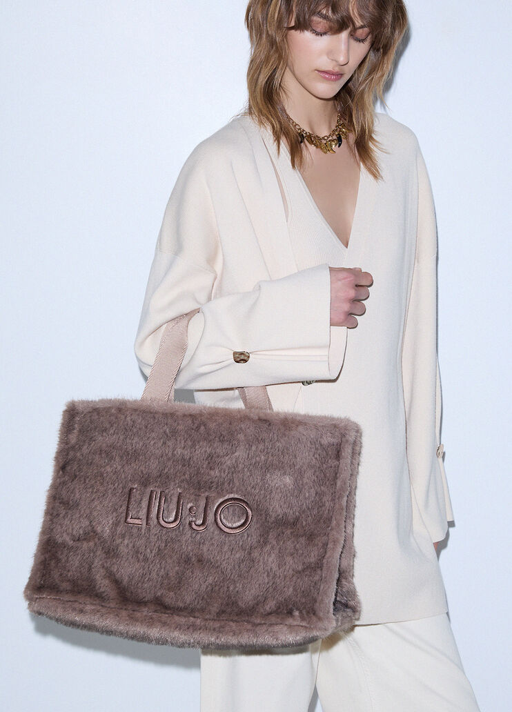 Bag tote large in teddy beige Liu Jo - medium