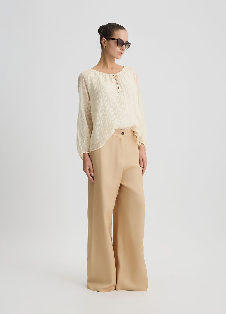 Blouse with string fastening light beige Liu Jo - large image number 5 Blouse with string fastening light beige Liu Jo - large image number 5