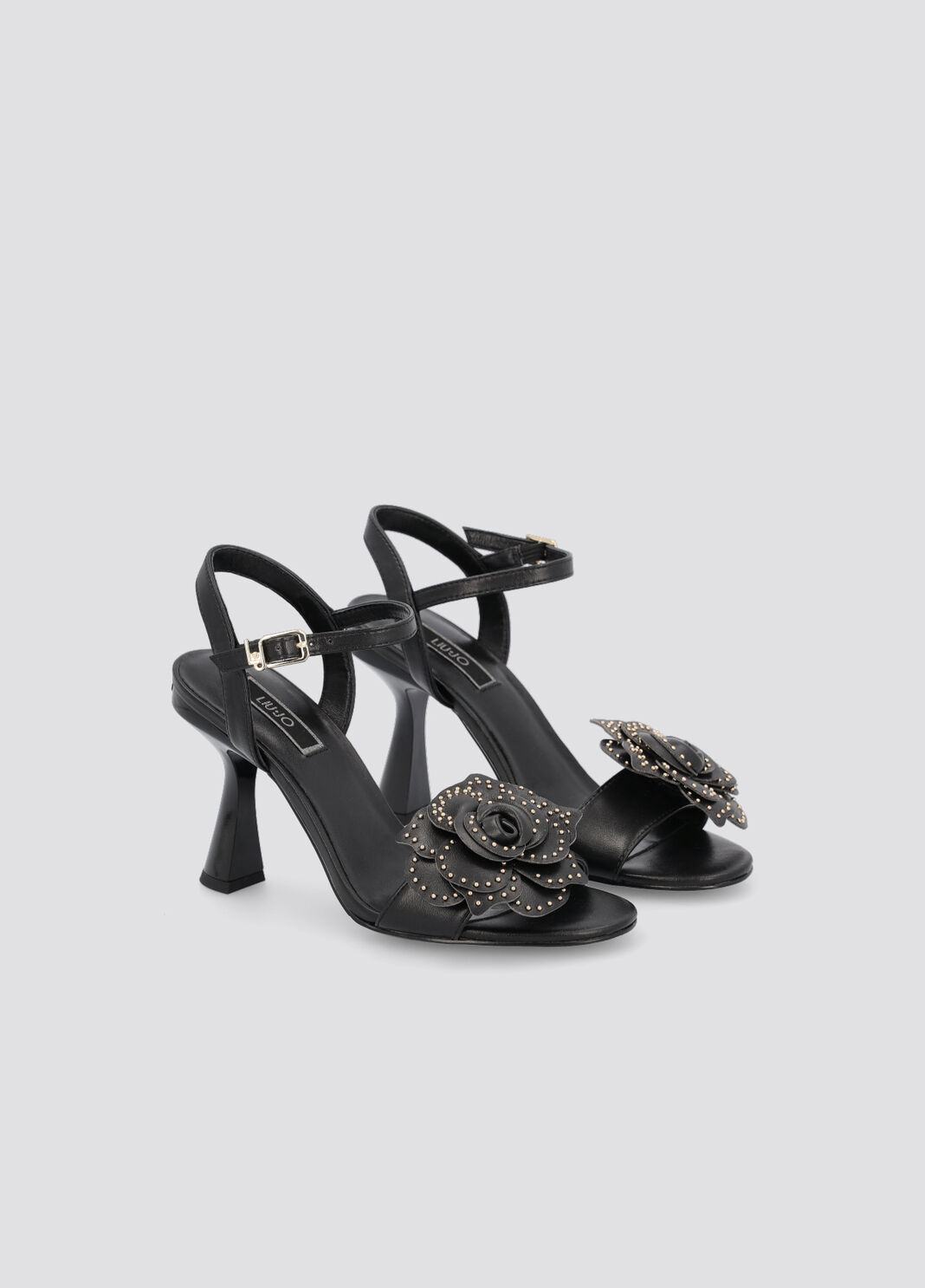 Sandales &agrave; talons et fleur clout&eacute;e noir Liu Jo - large image number 1