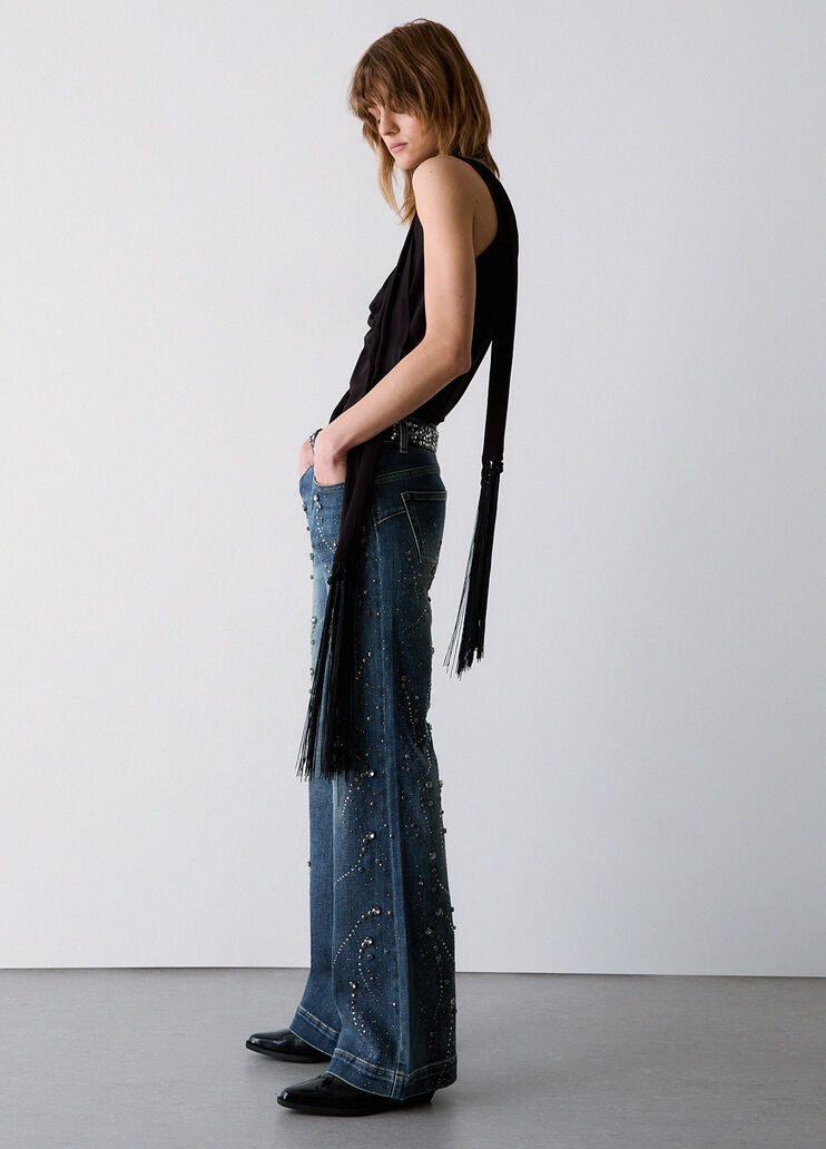 Flare jeans with jewel settings blue denim Liu Jo - medium