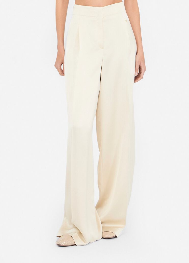 Satin palazzo trousers ivory Liu Jo - large image number 0