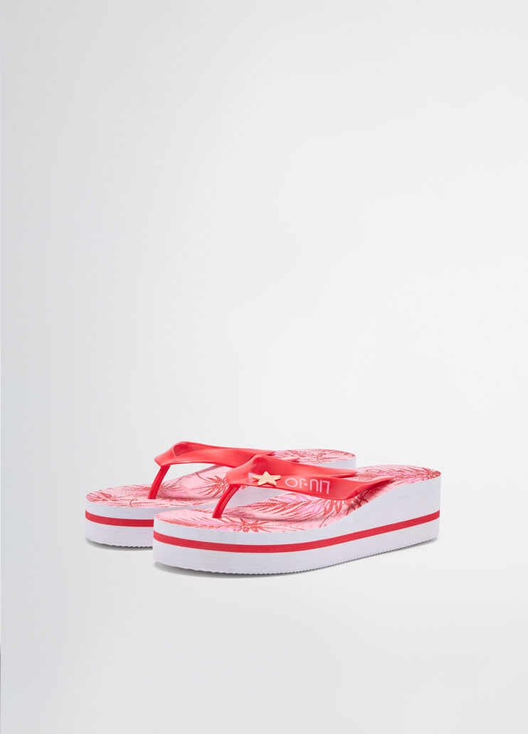 Thong sandals with palm print pink Liu Jo - large image number 1 Thong sandals with palm print pink Liu Jo - large image number 1