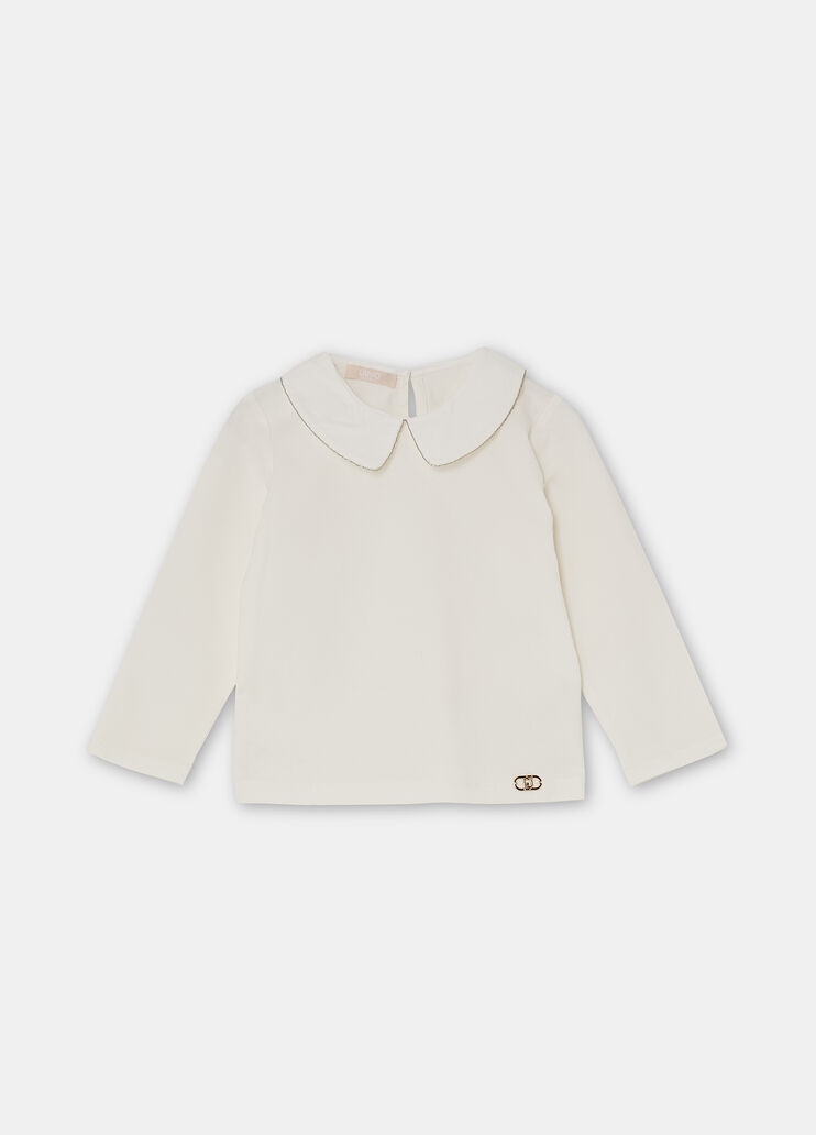 T-shirt with collar and gemstones white Liu Jo - medium T-shirt with collar and gemstones white Liu Jo - medium