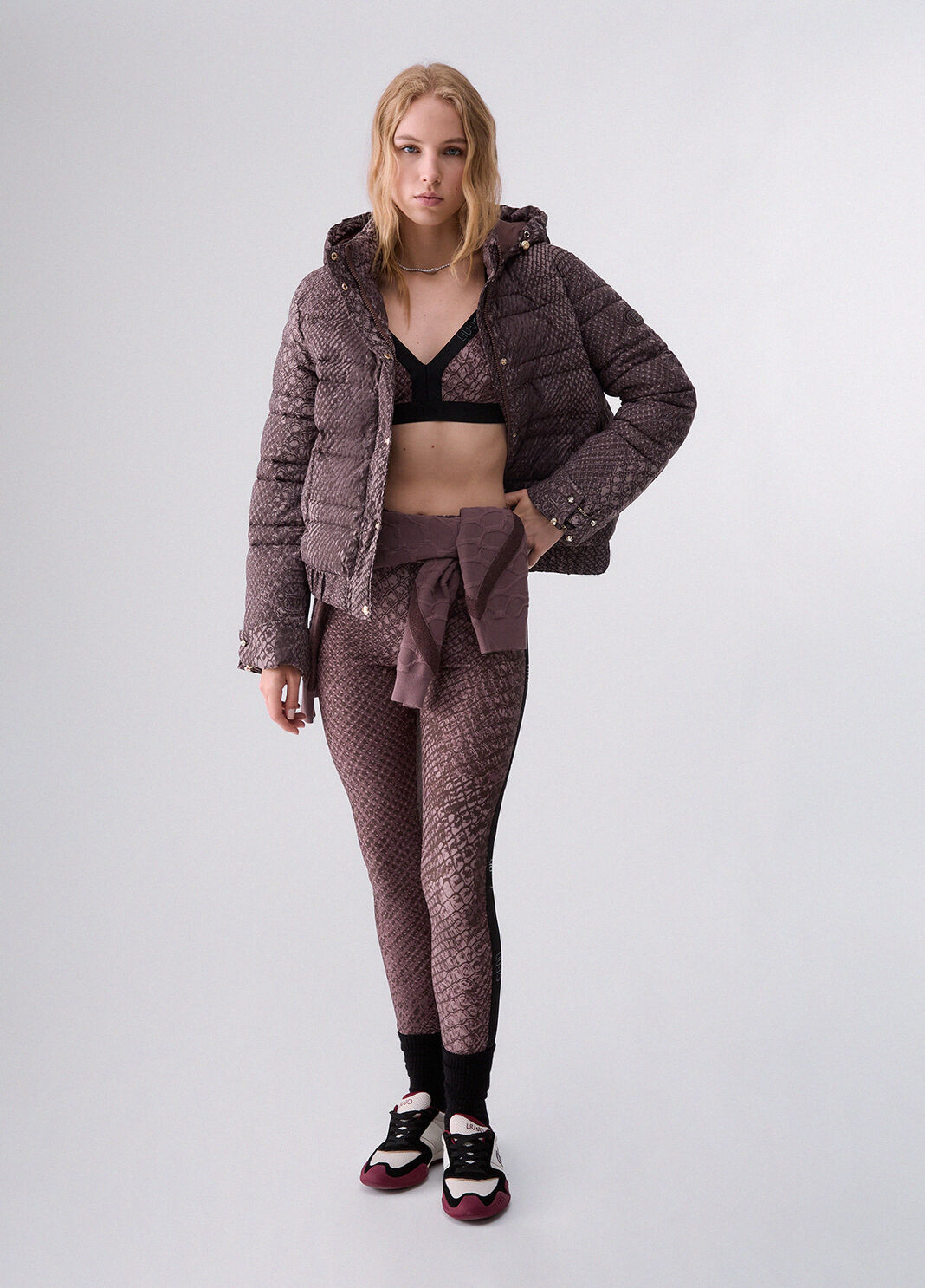 Printed nylon jacket brown Liu Jo - large image number 5