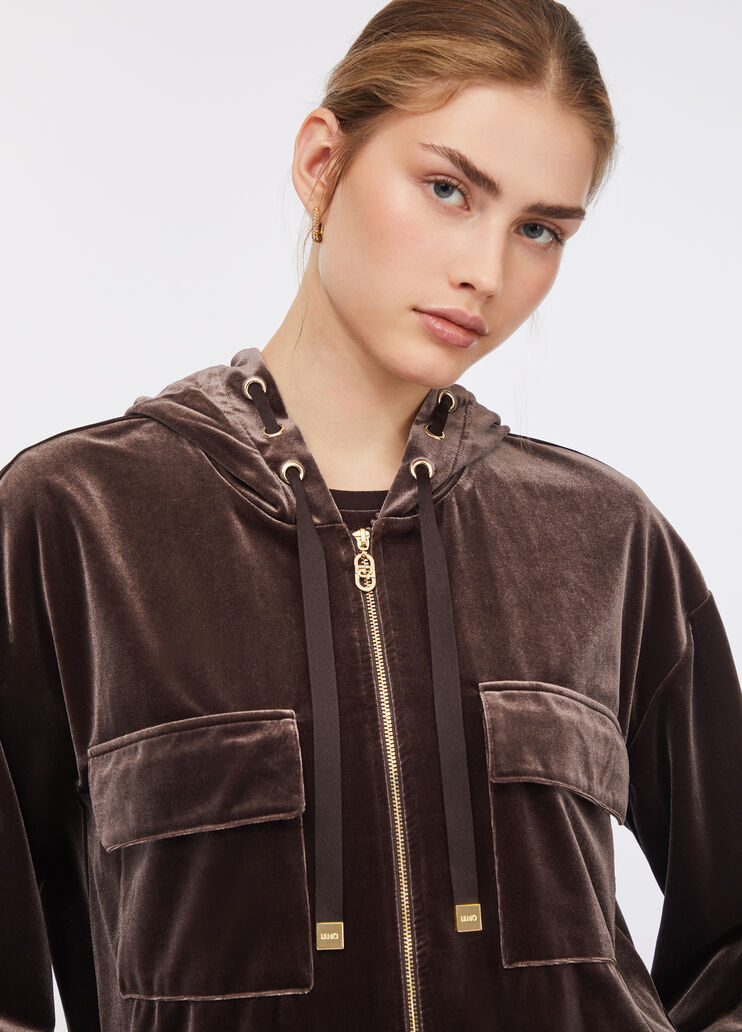 Chenille hoodie chocolate Liu Jo - medium
