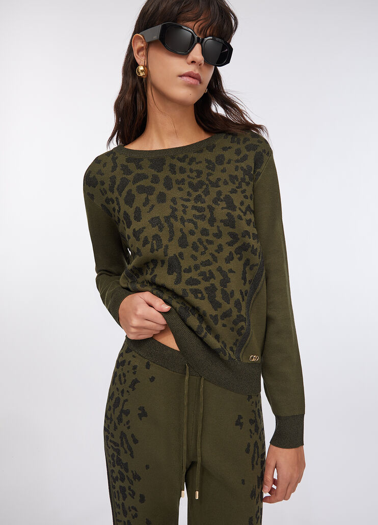 Liu Jo Better animal-print sweater olive green Liu Jo - medium