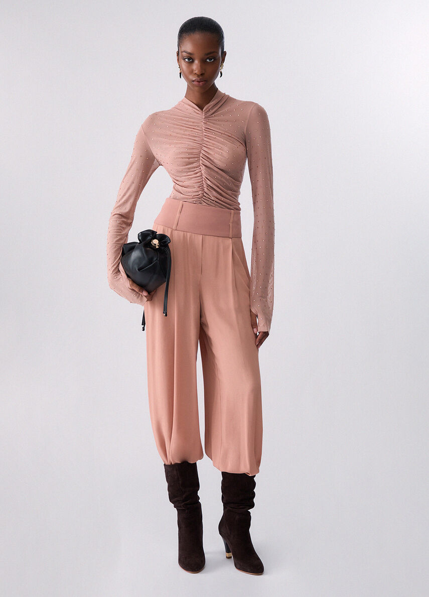 Full Rhinestone Tulle T-shirt colour nude | Liu Jo