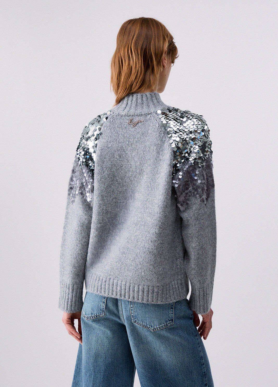Maille en laine avec paillettes gris chin&eacute; Liu Jo - large image number 1