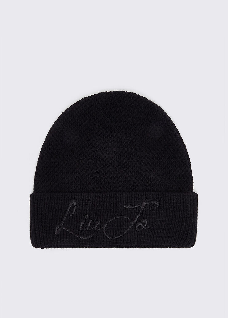 Knitted hat with logo black Liu Jo - medium
