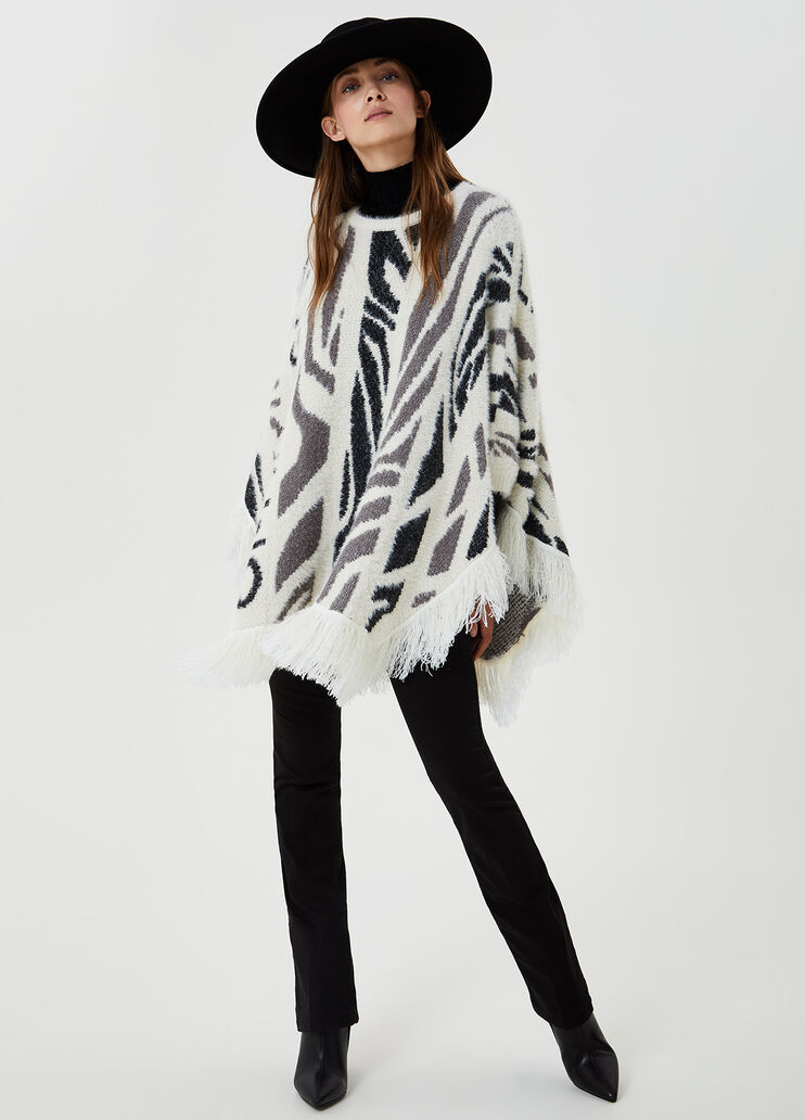 Animal-print poncho with logo Zebra stripes Liu Jo - large image number 1 Animal-print poncho with logo Zebra stripes Liu Jo - large image number 1