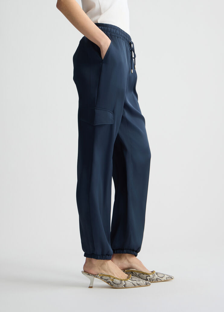 Satin jogging trousers blue Liu Jo - large image number 3 Satin jogging trousers blue Liu Jo - large image number 3