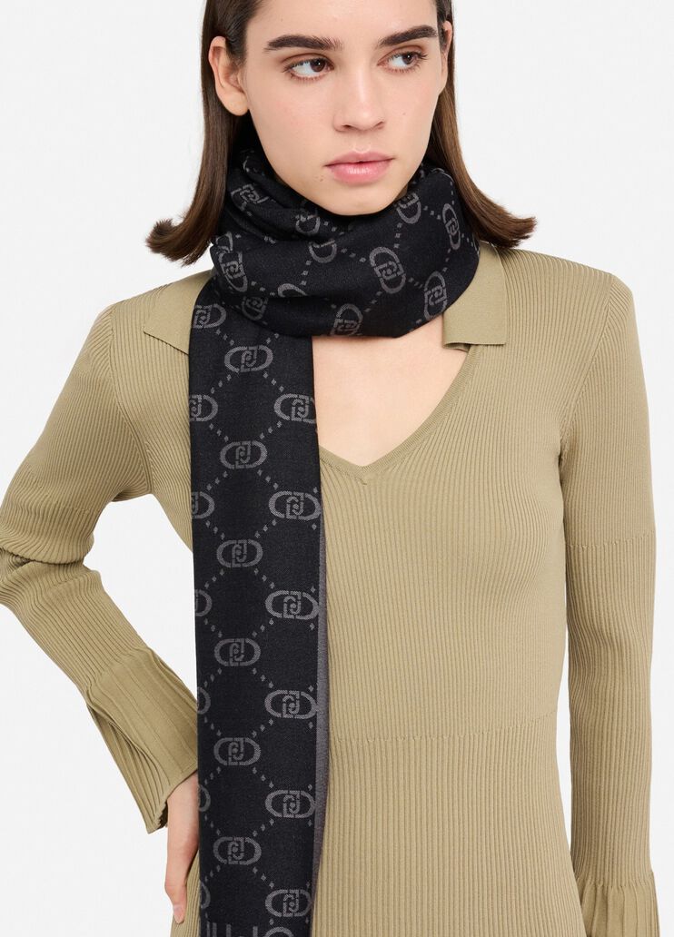 Shawl with logo black Liu Jo - medium Shawl with logo black Liu Jo - medium
