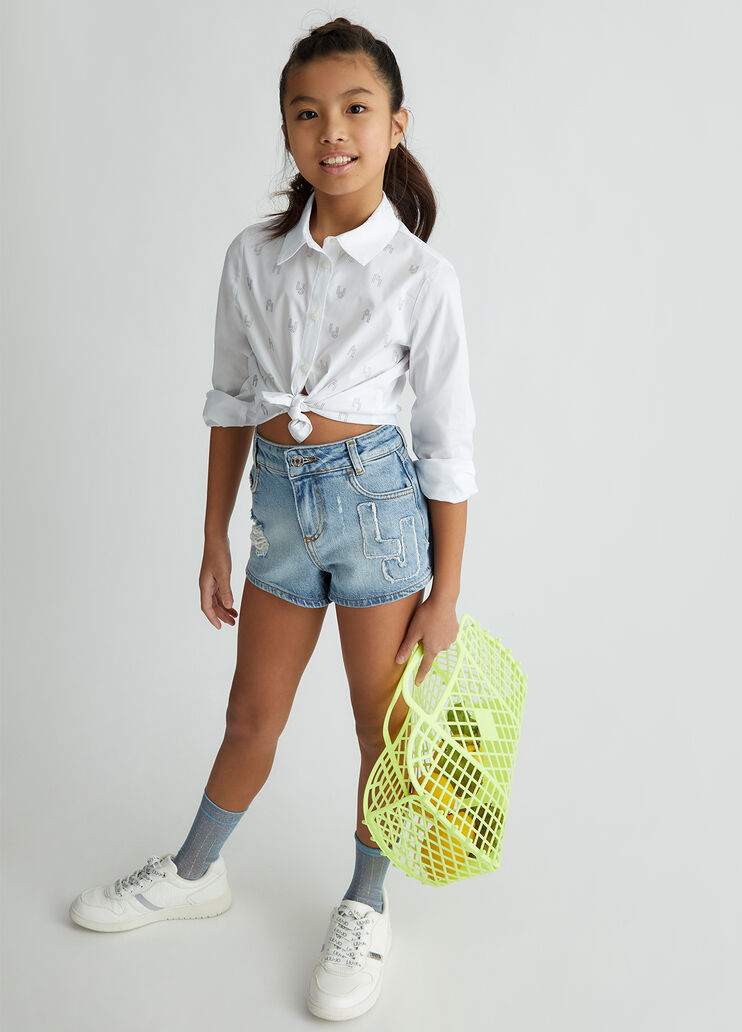 Rhinestone Shirt white with gemstones Liu Jo - medium Rhinestone Shirt white with gemstones Liu Jo - medium