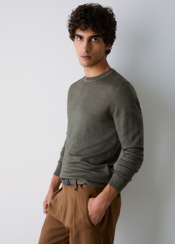 Strick stonewash aus Wolle merino Moosgr&uuml;n Liu Jo - medium