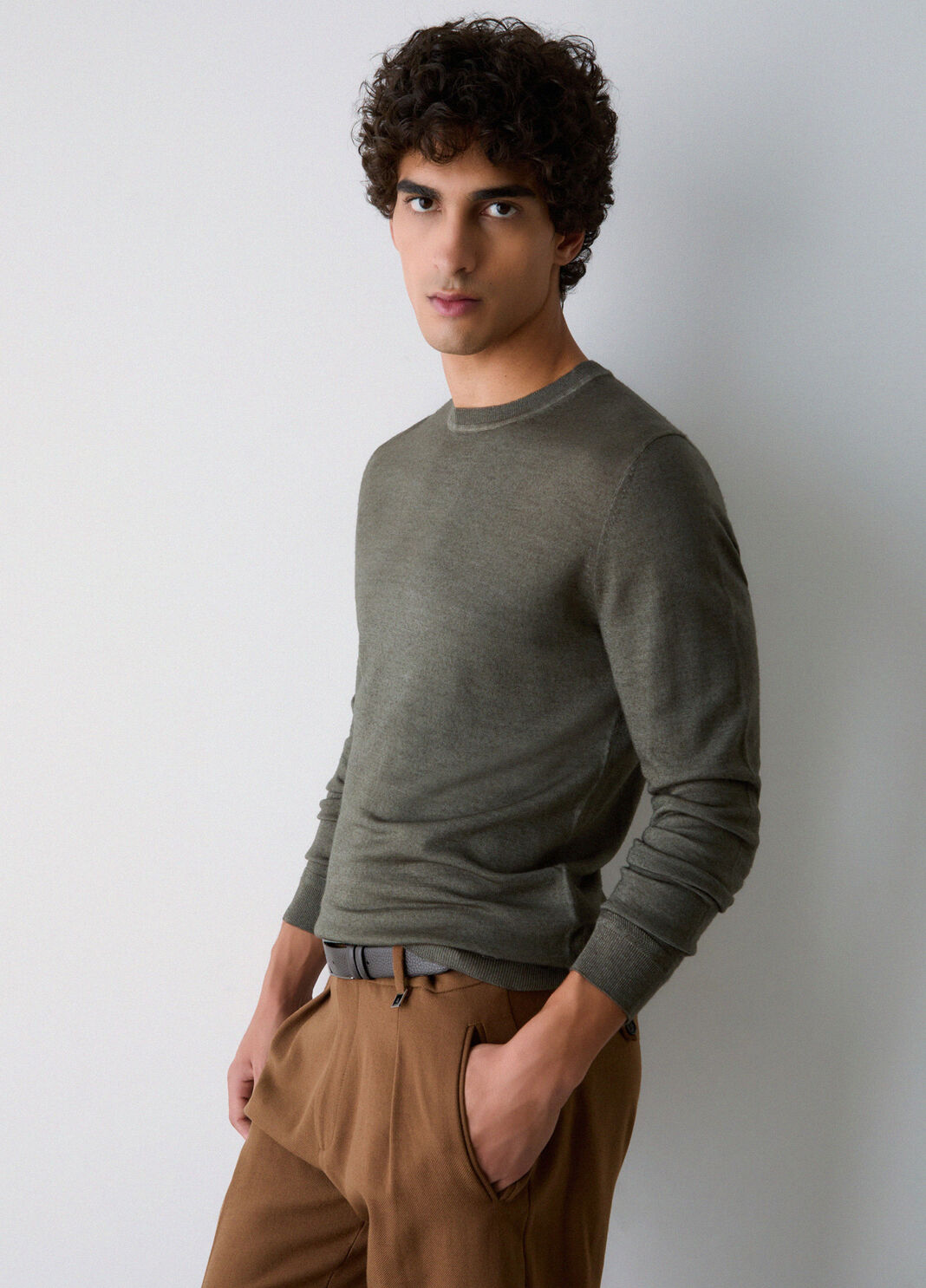 Strick stonewash aus Wolle merino Moosgr&uuml;n Liu Jo - large image number 2