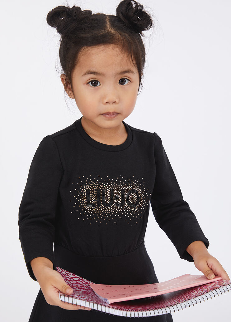 Sweatshirt dress with logo and rhinestones black Liu Jo - medium